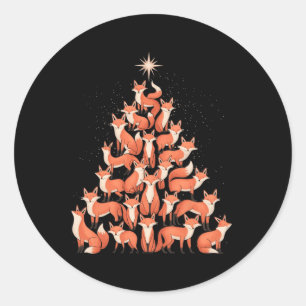 Sticker Rond Renard Arbre de Noël Fox Xmas Arbre Femmes & G