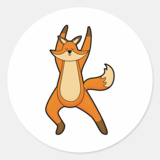 Sticker Rond Renard au Yoga Exercice d'étirement (Devant)
