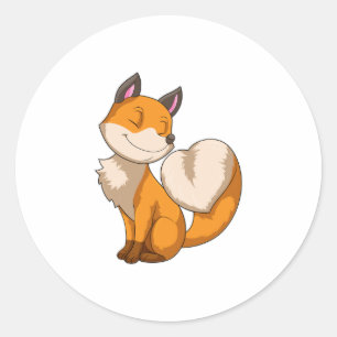 Sticker Rond Renard avec coeur