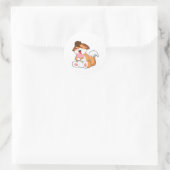 Sticker Rond Renard avec crème glacée fraise (Sac)
