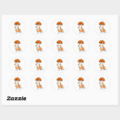 Sticker Rond Renard avec parapluie (Feuille)