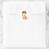 Sticker Rond Renard avec parapluie (Sac)