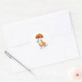 Sticker Rond Renard avec parapluie (Enveloppe)
