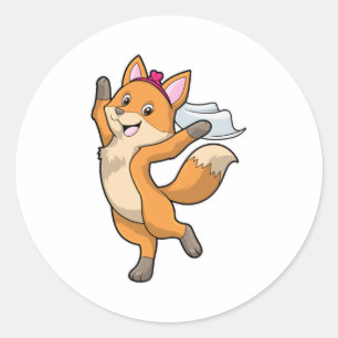 Sticker Rond Renard comme mariée avec voile et cœur