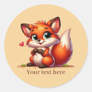 Sticker Rond Renard d'amour d'animal mignon personnalisable