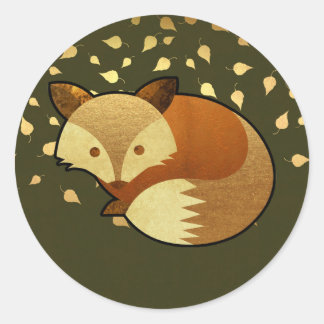 Sticker Rond Renard d'automne mignon