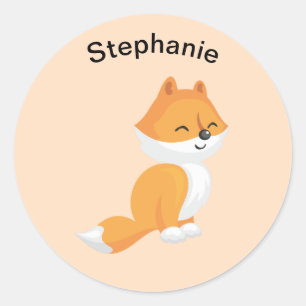 Sticker Rond Renard de dessin animé