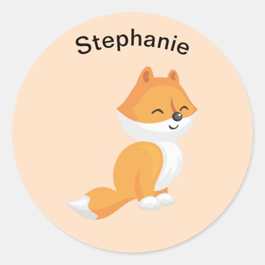 Sticker Rond Renard de dessin animé (Devant)