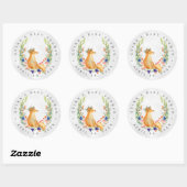 Sticker Rond Renard des bois | Faveur du Baby shower forestier (Feuille)