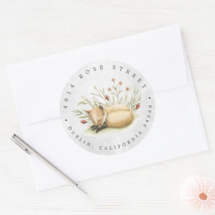 Sticker Rond Renard des bois Forest Baby Return Adresse