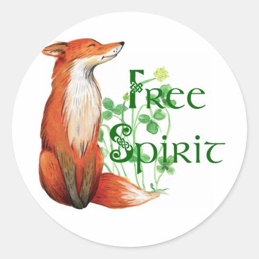 Sticker Rond renard d'esprit libre (Devant)