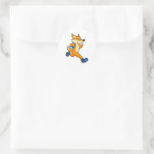 Sticker Rond Renard en course avec sac à dos (Sac)