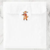 Sticker Rond Renard en guerrier avec épée et écharpe (Sac)