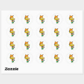 Sticker Rond Renard en patinage avec roulettes (Feuille)