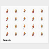 Sticker Rond Renard en patinage avec roulettes (Feuille)