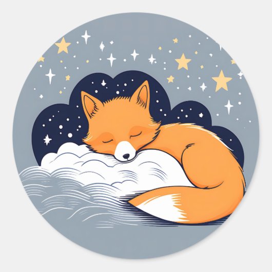 Sticker Rond Renard endormi étoile (Devant)