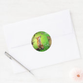 Sticker Rond renard et colibri (Enveloppe)