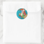 Sticker Rond Renard et poulet amicaux mangeant des beignes (Sac)