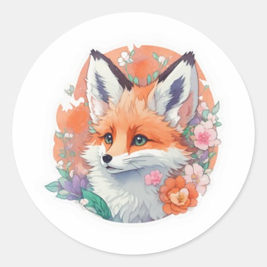 Sticker Rond Renard lunaire (Devant)