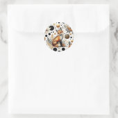 Sticker Rond Renard mignon et points sans couture (Sac)
