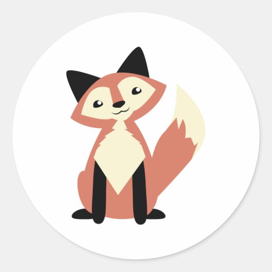 Sticker Rond Renard mignon tête inclinée (Devant)