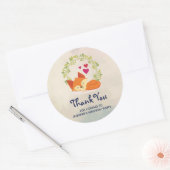 Sticker Rond Renard orange avec Coeurs rouges et une couronne v (Enveloppe)