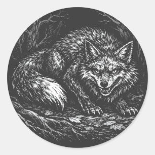 Sticker Rond Renard rusé de la forêt — par BurnsInHell
