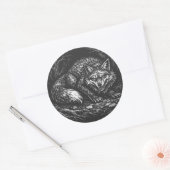 Sticker Rond Renard rusé de la forêt — par BurnsInHell (Enveloppe)
