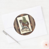Sticker Rond Renard rustique sur un tronc d'arbre (Enveloppe)
