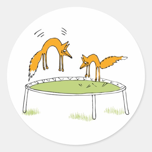 Sticker Rond Renards sur Trampoline (Devant)