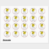 Sticker Rond Rencontre des abeilles sur la Fleur Jaune (Feuille)