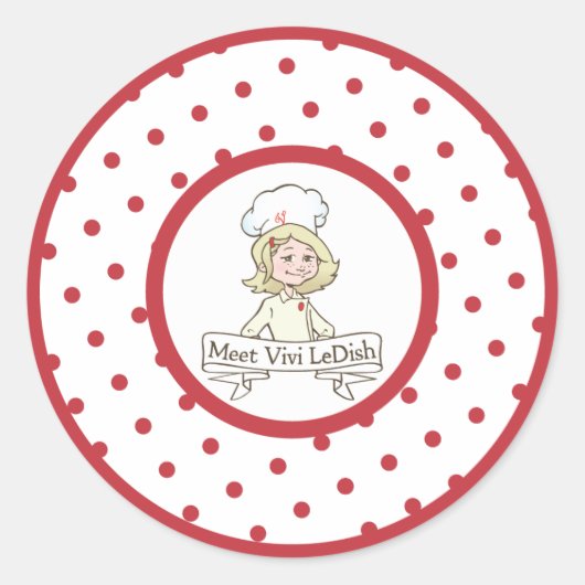 Sticker Rond Rencontrez l'autocollant Vivi LeDish Polka Dot (Devant)