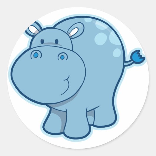 Sticker Rond Rencontrez l'Hippo Bleu ! (Devant)