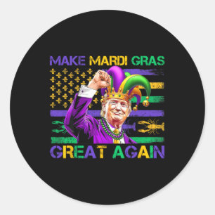 Sticker Rond Rendez Mardi Gras Great Again Drapeau États-Unis T