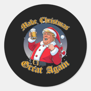 Sticker Rond Rendre à Noël sa grandeur 2024 Trump amusant Trump