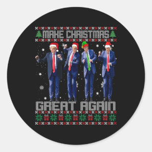 Sticker Rond Rendre à Noël sa grandeur des pulls moches Trump D