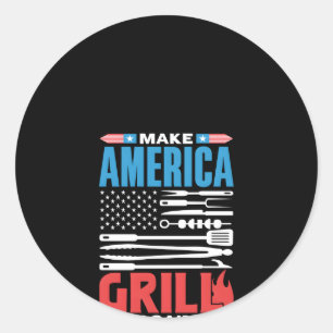Sticker Rond Rendre America Grill De Nouveau Usa Indépendance 4