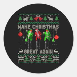Sticker Rond Rendre la fête à la grandeur Père Noël Trump Dance