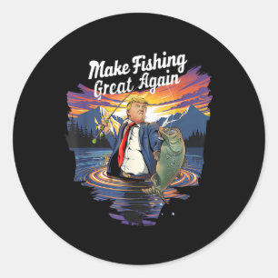 Sticker Rond Rendre la pêche à la beauté Trump amusant pêcheur