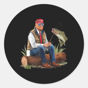 Sticker Rond Rendre la pêche super drôle encore par la pêche Hu
