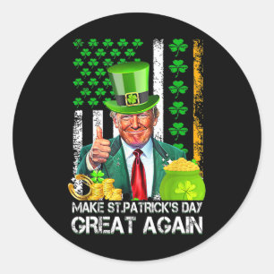 Sticker Rond Rendre la Saint Patrick grande à nouveau Usa Flag