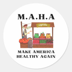 Sticker Rond Rendre l'Amérique en santé Veggie Stand Trump Rfk