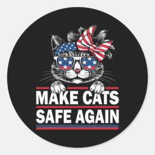 Sticker Rond Rendre les chats en sécurité à nouveau Drôle Amour
