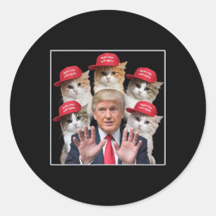 Sticker Rond Rendre les chats en sécurité Trump 2024 Casquette 