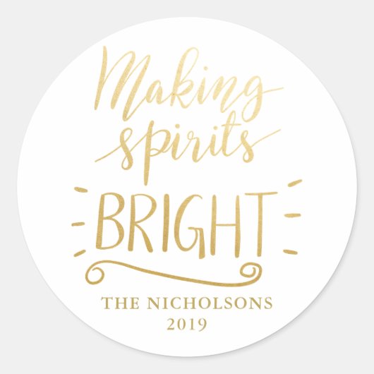 Sticker Rond Rendre les esprits brillants Moderne Gold Foil Scr (Devant)