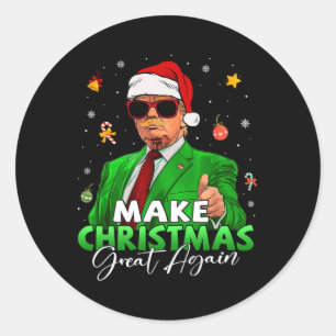 Sticker Rond Rendre Noël super à nouveau amusant Père Noël Trum