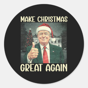 Sticker Rond Rendre Noël super à nouveau drôle Père Noël Trump