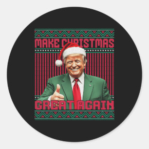 Sticker Rond Rendre Noël super à nouveau drôle Père Noël Trump