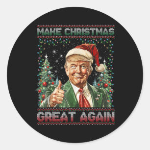 Sticker Rond Rendre Noël super à nouveau drôle Père Noël Trump
