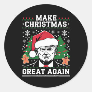 Sticker Rond Rendre Noël super à nouveau drôle Père Noël Trump